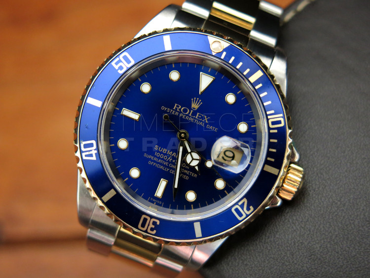 Rolex Submariner 16613 18K Yellow Gold /Steel Oyster Blue Bezel Watch