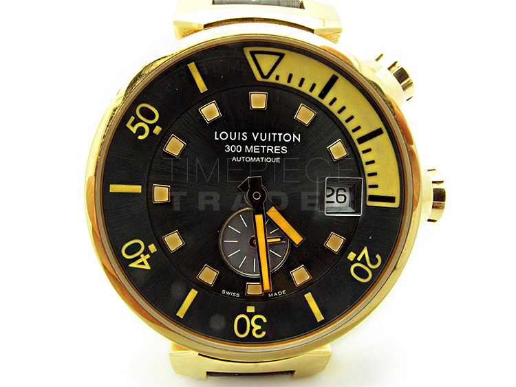 18K Yellow Gold Louis Vuitton RU0033 Q151L Tambour Bijou Diamond Watch Red