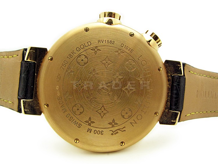 18K Yellow Gold Louis Vuitton RU0033 Q151L Tambour Bijou Diamond Watch Red